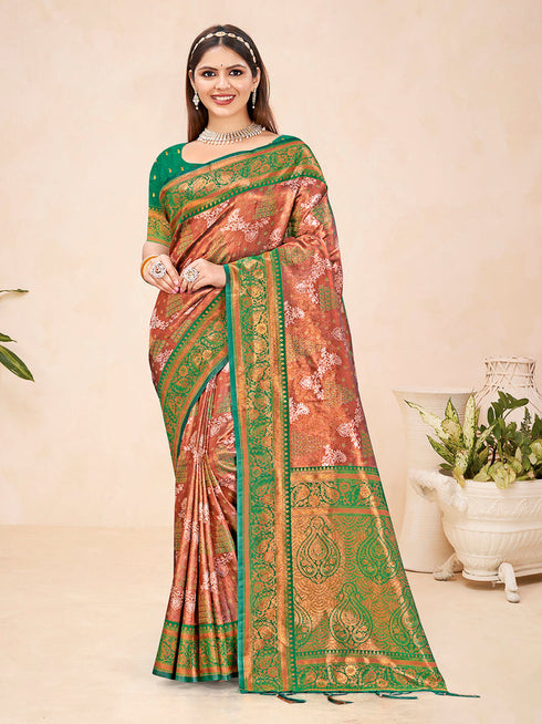 Deeva Sarees Light Brown Silk Saree
